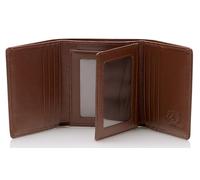 Stealth Mode Leather Trifold RFID Wallet For Men With Flip Out ID Holder, Brown Pebble, One Size, Rfid Leather Trifold Wallet for Men