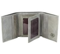 Stealth Mode RFID Trifold Leather Wallet for Men with Vibration ID Holder, Grey, One Size, RFID Blocking Leather Triple Wallet