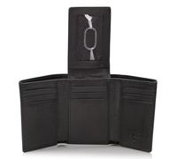 Stealth Mode Trifold Wallet - RFID Blocking Wallet with Flip ID Holder - Leather Case for Money, Credit Cards - Mens Organizer, Divided Billfold, Identity Protection - Men's Gifts, Black Crunch, One