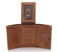 Stealth Mode Trifold Wallet - RFID Blocking Wallet with Flip ID Holder - Leather Case for Money, Credit Cards - Mens Organizer, Divided Billfold, Identity Protection - Men's Gifts, Brown Crunch, One