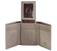 Stealth Mode Trifold Wallet,RFID Blocking Wallet with Flip ID Holder,Leather Case for Money, Credit Cards,Mens Organizer, Divided Billfold, Identity Protection,Men's Gifts, Grey, One Size, Classic