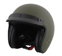 Stealth Open Face Motorcycle Helmet ECE 22.06 Approved UK Road Legal Scooter Motorbike Helmet (Matt Green W/ Peak, XL)