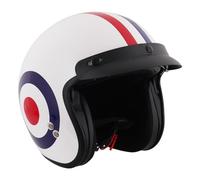 Stealth Open Face Motorcycle Helmet ECE 22.06 Approved UK Road Legal Scooter Motorbike Helmet (Roundel W/ Peak, L)