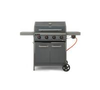 Tower Stealth Plus Four Burner Gas BBQ with Side Burner, Black Steel Black