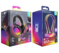 STEALTH Radar Light Up Glow Black Gaming Headset and Stand Bundle