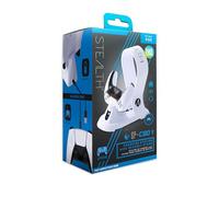 Stealth SP-C60 V White Charging Station with Headset Stand for PS5 Includes 2M Premium Braided Play and Charge Cable