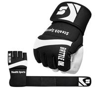 Stealth Sports Boxing Inner Gloves Neoprene Wrist Support Padded Gel Wraps Hand Protection Boxing Bag Hand Wraps for Punching MMA Martial Arts Muay Thai Speed Bag Training - Under Mitts (White, L)