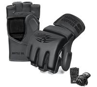Stealth Sports MMA Gloves Men Women 12mm Thick - PU Leather Grappling Gloves Open Palm Muay Thai Kickboxing Sparring Punching Bag Boxing Training Cage Fighting Martial Arts Mitts (Matte, L)
