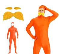 Stealth Suit For Adults And Kids,2025 Orange Jumpsuit Costume Adult Yellow Mustache And Eyebrows Jumpsuit Full Body Open Face Bodysuit Cosplay For Men Halloween Costumes Soft