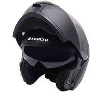 Motorcycle Crash Helmet Stealth V159 Matt Black Flip Up Modular Helmet ECE 22.06 Approved P / J Rated For Open Face Use (XL)
