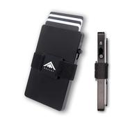 Stealth Wallet Card Holders - Premium RFID Blocking Minimalist Pop up Credit Card Holder with Gift Box - Slim Lightweight Compact Metal Wallets for Men (Black with Elasticated Storage Backplate)