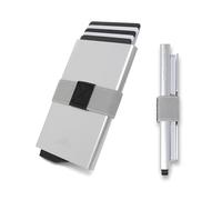 Stealth Wallet - Smart Minimalist Card Holders - RFID/NFC Blocking Pop Up Wallets with Gift Box - Credit Cards Holder & Contactless Protection (Silver Aluminium & Backplate)