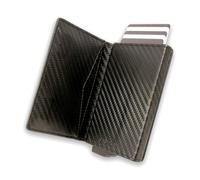 Stealth Wallet - Smart Minimalist Card Holders - RFID/NFC Blocking Pop Up Wallets with Gift Box - Slim Lightweight Credit Cards (Black Carbon Leather, Magnetic Closure)