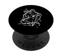 Stealth Warrior Ninja Crouch Line Art Katana Graphic Icon PopSockets Adhesive PopGrip