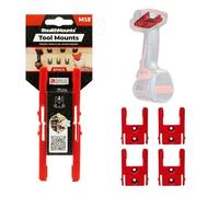 StealthMounts Red Tool Mounts Compatible with M18 - 4 Pack Wall Holders for Power Tool Storage & Organisation | Made in The UK