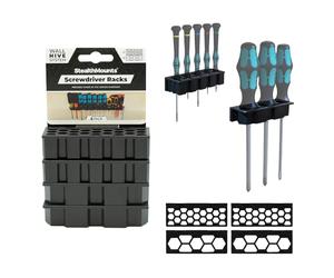 StealthMounts Wall Hive System Screwdriver Rack - 4 Pack Wall Mounted Screwdriver Holders for Garage & Workshop Tool Storage