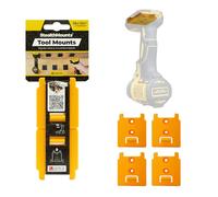 StealthMounts Yellow Tool Holders compatible with DeWalt MAX + XR + Flexvolt | Cordless Tool Mounts18v + 20v Power | 4 Pack | Workshop Organizer | Made in the UK