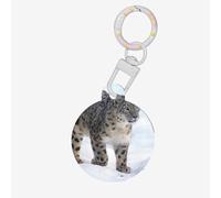 Stealthy Gray Snow Leopard Print Round Acrylic Pet Tag, Dog Neck Pendant Tags for Pets Circular Dog Cat Collar Name Tags