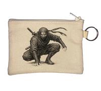 Stealthy Ninja in Combat Pose Key Chain Coin Purse Beige