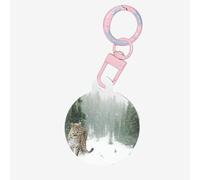 Stealthy Spotted Leopard Print Round Acrylic Pet Tag, Dog Neck Pendant Tags for Pets Circular Dog Cat Collar Name Tags