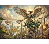 Steam And Magic Angels 1000 Piece Wooden Jigsaw Puzzle,Educational Toy,Wood,Whimsical Challenge,Adults & Kids 14+,Home Wall Decor,Gift Idea,Stress Relief (75x50cm)