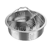 Steam Basket - 8.27in Insert Rack | Stainless Steel Vegetable Steamer Basket | Tamale Steamer Pot Triple Separator, Multifunctional 2 Handles Cooking Pan Tray For Seafood Vegetables Desserts