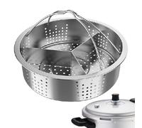 Steam Basket Divider - Stainless Steel Triple Separation Rack Twenty by Twenty by Twenty by Six Point Five Centimeter Cooking Accessory, Double Handle Design, Multifunctional Steam Basket, Food