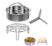 Steam Baskets Set, 3 Pieces Accessories Pressure Cooker, Includes Steam Basket, Egg Steamer Basket, Divider, for 5,6,8 Qt 4/5/6 Litre Instant Pressure Cooker