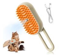 Steam Brush for Cat and Dog Grooming - Rechargeable Anti-Static Massage, Cleaning, Shedding & Combing All in One (Khaki)