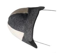 Steam Cap for Spa Wellness Wool Felt Gray White | Wool blend felt, retains heat effectively, gray white block design, prevents scalp burns, spa essential