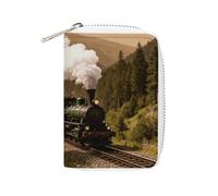 Steam Car in The Woods Credit Card Holder Wallet PU Leather Card Case Cards Protector Front Pocket Wallets