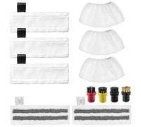 Steam Cleaner Pads Accessories Set, Microfiber Steam Mop Cloth Cleaning Pads Set Accessories, Microfibre Cloth Cover Set, Steam Cleaner Accessory Set Compatible with Kärcher SC1/ SC2/ SC4 (White)