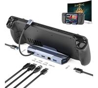 Steam Deck Dock,6- in- 1 Dock Hub,Supports 4K@60Hz Resolution,with 100W PD, 1000Mbps Ethernet,3x USB 3.0,Type-C PD,Compatible with Steam Deck/Rog ally/Other type-C port Device