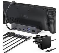 Steam Deck Dock,Stouchi 6in1 Docking Station (with 45W USBC Charger Power Supply) Compatible with Valve Steam Deck,USB C Hub with HDMI 2.0 4K@60Hz,RJ45 1Gbit Ethernet,USBA 3,USBC Fast Charging Port