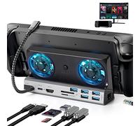 Steam Deck Dock with Dual Cooling Fans, 10-in-1 Steam Deck Docking Station with SD/TF Card Slot, HDMI 2.0 4K@60Hz, 5 USB Ports, Gigabit Ethernet, USB-C PD3.0 Charging Port, Made for Valve Steam Deck