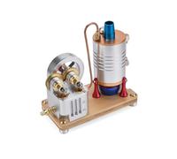 Steam Engine Model, All-Metal Vertical Dual-Cylinder Oneway Piston Engine Model Semi-circular Dynamically Balanced Crankshaft, Educational Mechanical Experimental Working Kit for Adults