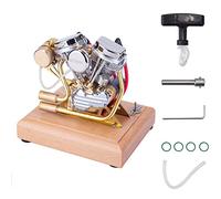 Steam Engine Model Building Kit, 4.2CC Retro OHV V-Twin Cylinder 4-Stroke Gasoline Motorcycle Engine with Electronic Ignition for Science Experiments Education and Display