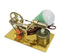 Steam Engine Model Building Kit, Single Cylinder Stirling Engine with LED Light, Science Experiment Kit for Physics Education and Display