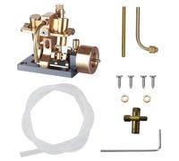 Steam Engine Model Kit, Mini Inline Double-cylinder Swing Engine Kit for within 40cm Retro Boat Models, Creative Science Education Gift for Enthusiasts Collectors (without Boiler)
