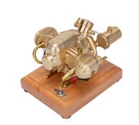 Steam Engine Model Kit That Works, 3.2cc Mini Flat-Twin 4-Stroke Gasoline Engine, Horizontal Opposed Cylinder Motorcycle Engine with Base for Physics Science Experiment Demonstration