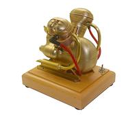 Steam Engine Model Kit That Works, 3.2cc Mini Horizontal V-Twin 4-Stroke Gasoline Engine, Golden Motorcycle Engine with Metal Chain Drive for Physics Science Experiment Demonstration