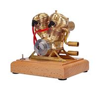 Steam Engine Model Kit That Works, 4.3CC Mini V-Twin 4-Stroke Gasoline Engine, Classic Double Cylinder Motorcycle Engine Replica with Base for Physics Science Experiment Demonstration