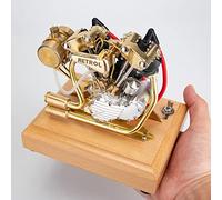 Steam Engine Model Kit That Works, RETROL 4.2CC Mini V-Twin 4-Stroke Gasoline Engine, 1/5 Scale Knucklehead Motorcycle Engine for Physics Science Experiment Demonstration