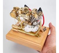 Steam Engine Model Kit That Works, RETROL 4.2CC Mini V-Twin 4-Stroke Gasoline Engine, 1/5 Scale Knucklehead Motorcycle Engine for Physics Science Experiment Demonstration