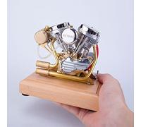 Steam Engine Model Kit That Works, RETROL 4.2CC V-Twin 4-Stroke Gasoline Engine Model, 1:5 Scale Panhead Motorcycle Engine Replica for Science Education Demonstration