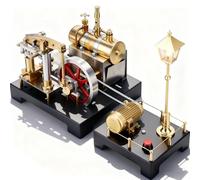 Steam Engine Model - Mini Steam Engine - DIY Stationary Beam Steam Engine Model with Lamp Scene, Build Engine That Runs with Horizontal Boiler and Centrifugal Regulator Full Metal Kit