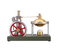 Steam Engine Model that Works, DIY Assembly Steam Engine Kit Retro Vertical Steam Engine Model with Spherical Boiler Support and Additional Load, STEM Gift for Adults