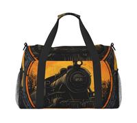 Steam Engine Travel Duffle Bag Vintage Train Gym Overnight Weekender Bag for Men Women Lightweight Carry On Luggage for Workout Holiday