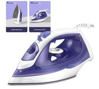 Tefal Ultraglide Steam Iron, 210 g/min Steam Boost, 50 g/min Continuous Steam, 250 ml Water Tank, 2800W Power, Non-Stick Durilium Soleplate, Auto Off, Anti-drip, Anti-Scale, Grey & Purple, FV5872