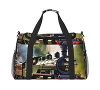 Steam Little Train Print Ample Space Travel Duffle Bag Stylish with Waterproof Zipper for Airplane Gym